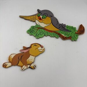 Vtg "Bambi"  Thumper Rabbit & Friend Owl Pinups Cutouts Wall Decor Disney Room